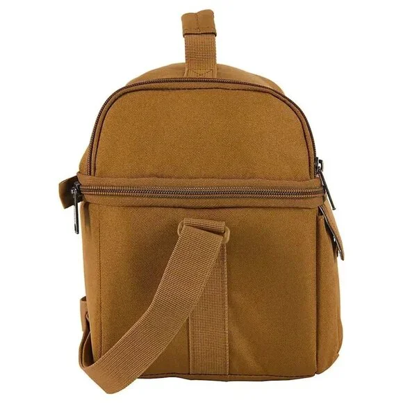 Carhartt 12 Can Two Compartment Lunch Cooler C10546 Insulated Brown Bag New - Picture 3 of 9